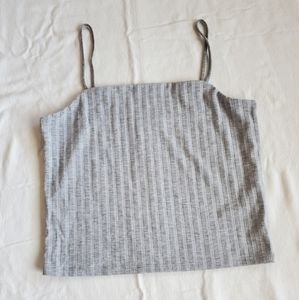 SO Heathered Gray Ribbed Spaghetti Strap Cami Crop Top Tank Juniors Size Large